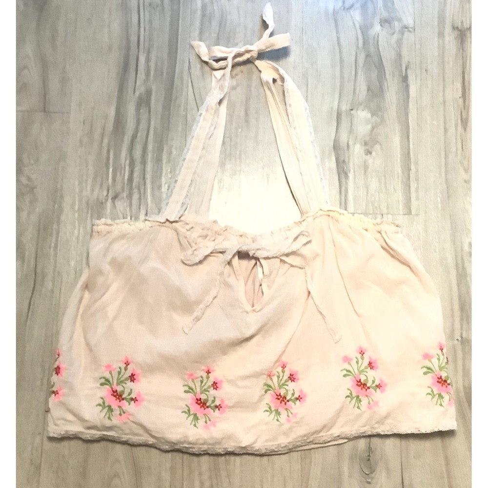 Free People Halter Strappy Golden Hour Embroidered Floral Women's Tank - L - Picture 1 of 10